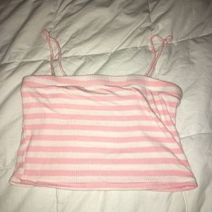 Pacsun Pink and White Striped Cropped Cami